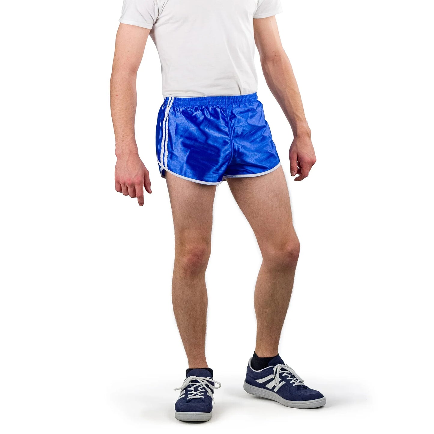 New Vintage 1990s French army blue gym shorts sports dead stock sprinter silky athletic running