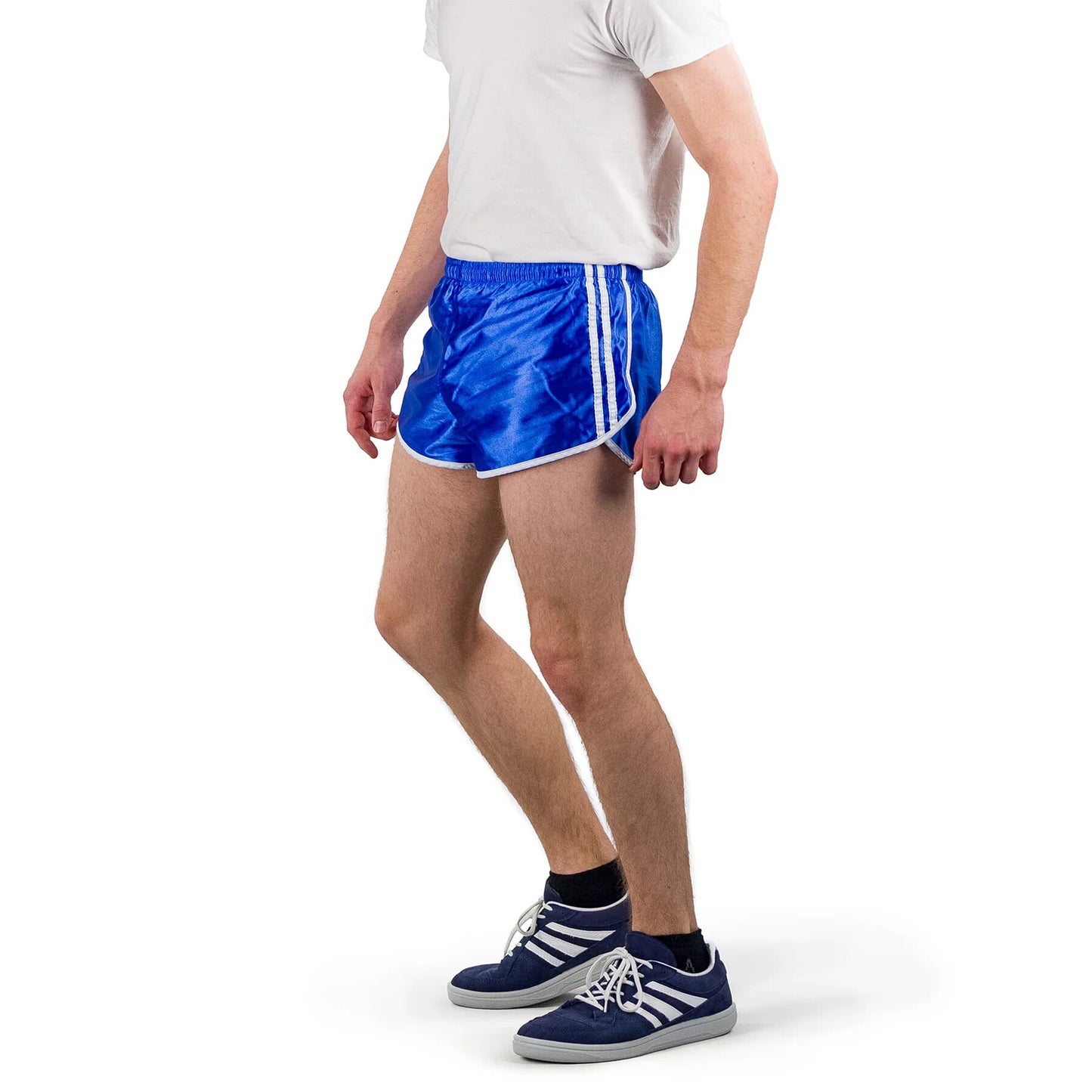 New Vintage 1990s French army blue gym shorts sports dead stock sprinter silky athletic running