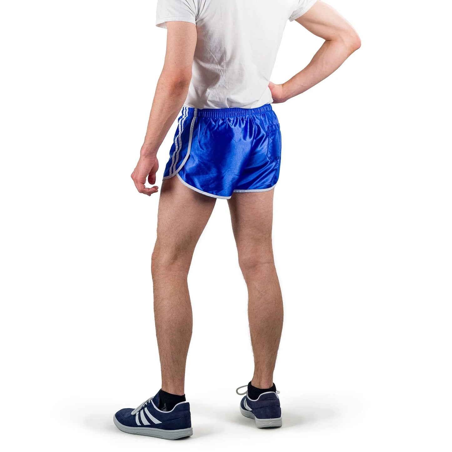 New Vintage 1990s French army blue gym shorts sports dead stock sprinter silky athletic running
