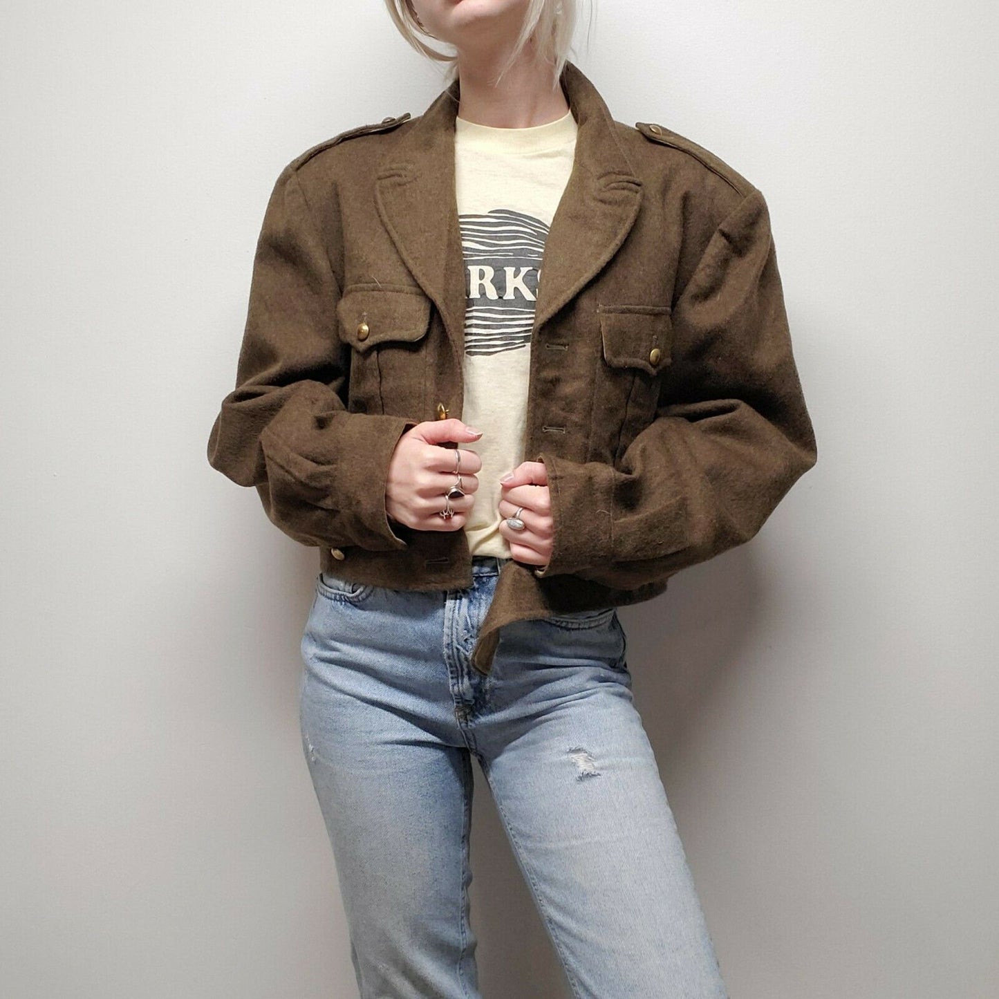 Unissued French Army brown wool ike jacket coat eisenhower military blazer uniform dress jacket parade