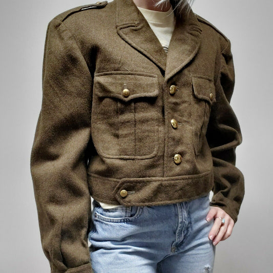 Unissued French Army brown wool ike jacket coat eisenhower military blazer uniform dress jacket parade