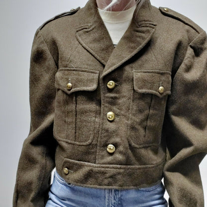 Unissued French Army brown wool ike jacket coat eisenhower military blazer uniform dress jacket parade