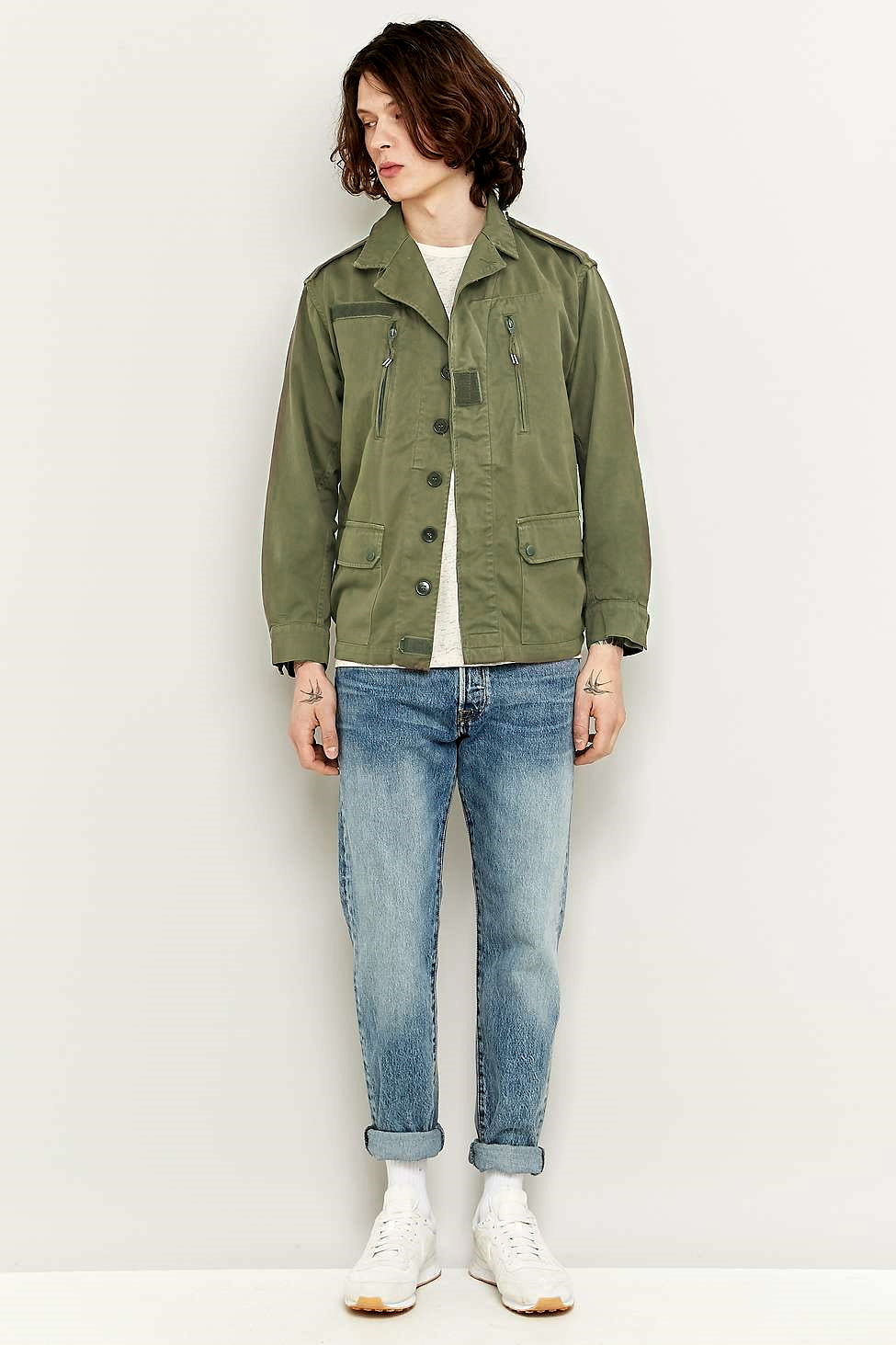 Vintage French F1 olive field jacket combat coat surplus army military retro urban