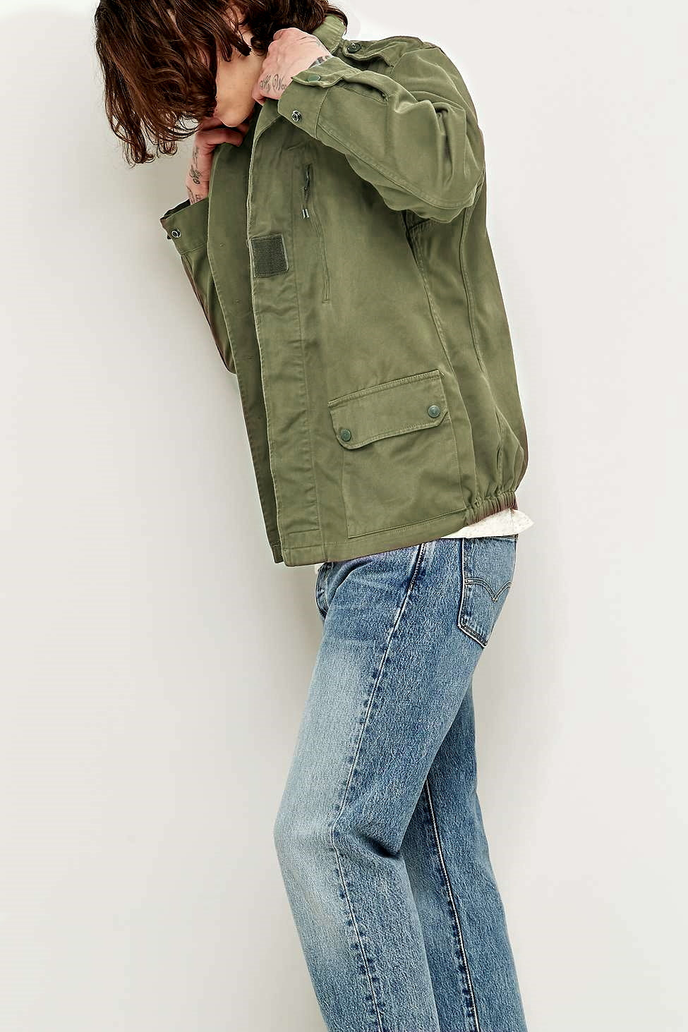Vintage French F1 olive field jacket combat coat surplus army military retro urban