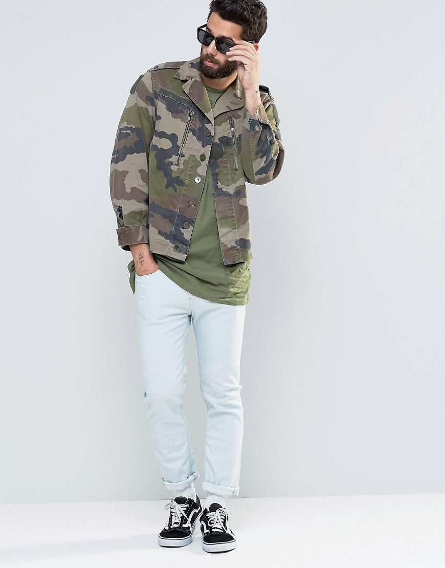 Vintage French F2 camo jacket coat surplus army military retro urban camouflage