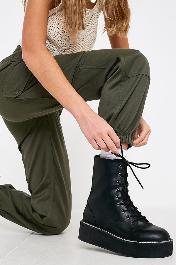 New Vintage 1980s Unissued Women's French army khaki trousers pants military olive cargo combat