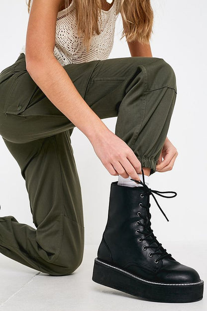 New Vintage 1980s Unissued Women's French army khaki trousers pants military olive cargo combat