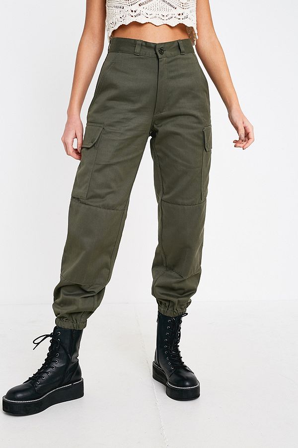 New Vintage 1980s Unissued Women's French army khaki trousers pants military olive cargo combat