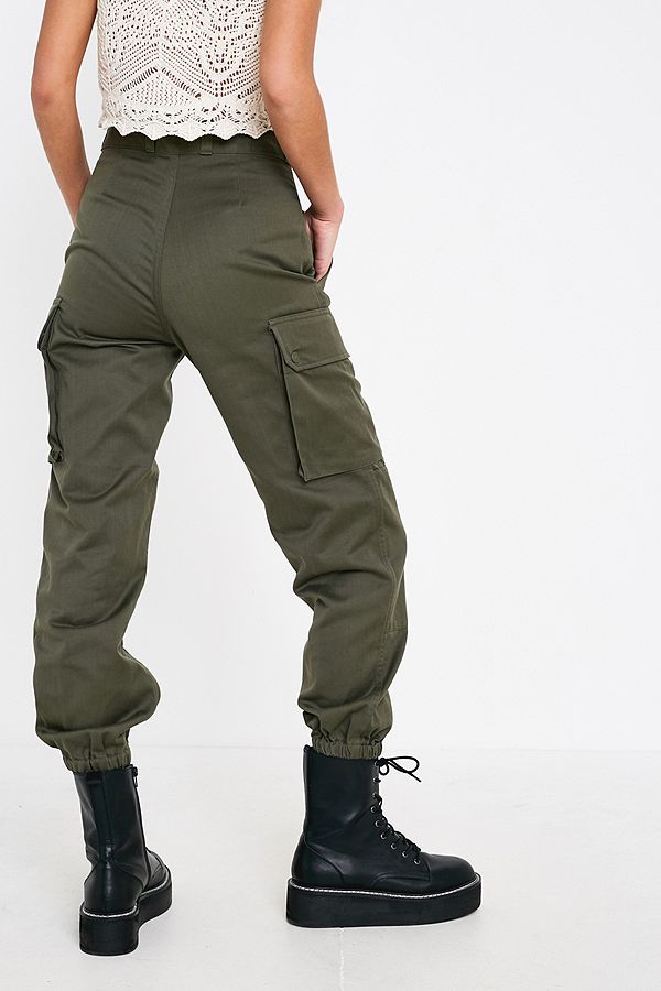 New Vintage 1980s Unissued Women's French army khaki trousers pants military olive cargo combat