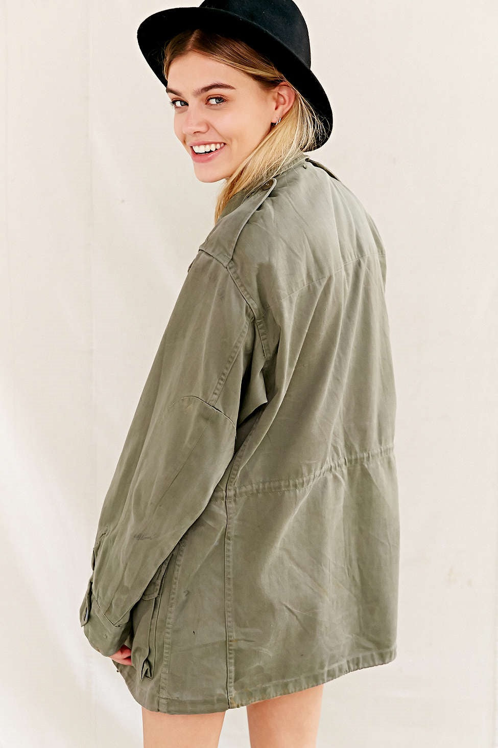 Vintage French army M64 olive field jacket combat coat surplus military retro urban vintage