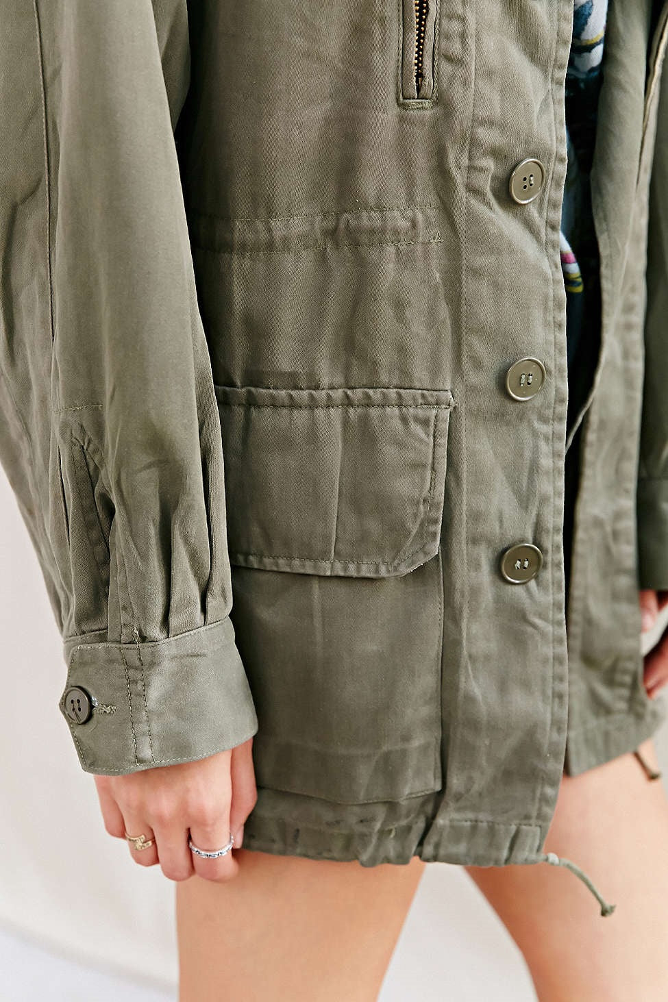 Vintage French army M64 olive field jacket combat coat surplus military retro urban vintage