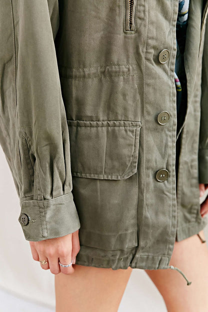 Vintage French army M64 olive field jacket combat coat surplus military retro urban vintage