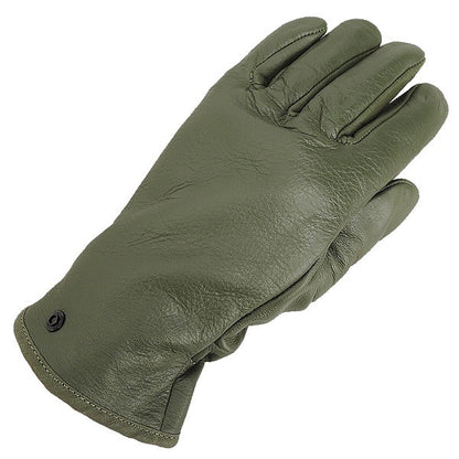 New Vintage French Army green leather lined gloves military deadstock winter