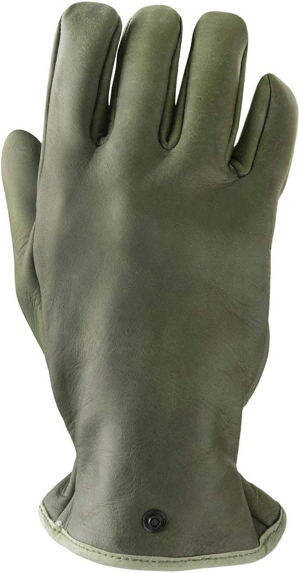 New Vintage French Army green leather lined gloves military deadstock winter