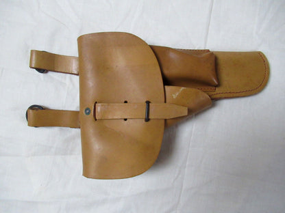 Vintage 1960s French army tan leather pistol holster M47 brown military