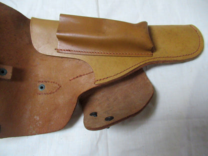 Vintage 1960s French army tan leather pistol holster M47 brown military