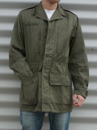 Vintage French army M64 olive field jacket combat coat surplus military retro urban vintage