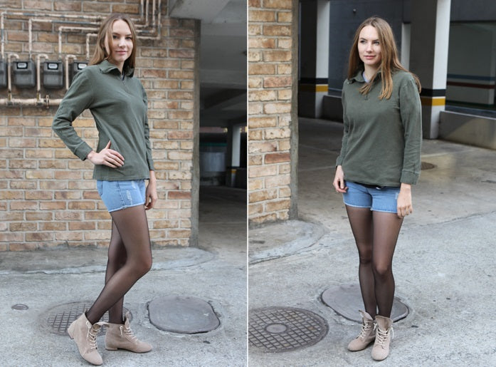 vintage French army norgie top base layer under shirt olive undershirt olive underwear w