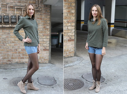 vintage French army norgie top base layer under shirt olive undershirt olive underwear w