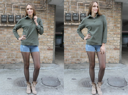 vintage French army norgie top base layer under shirt olive undershirt olive underwear w