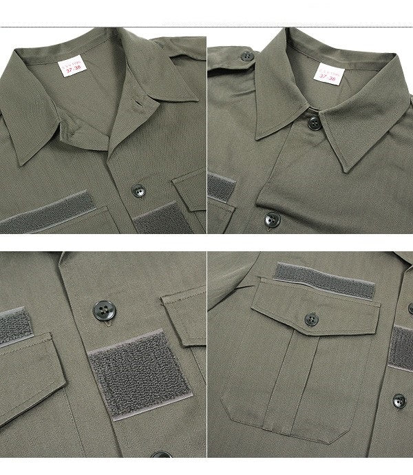 New Unissued French army olive drab short sleeved shirt khaki fieldshirt green
