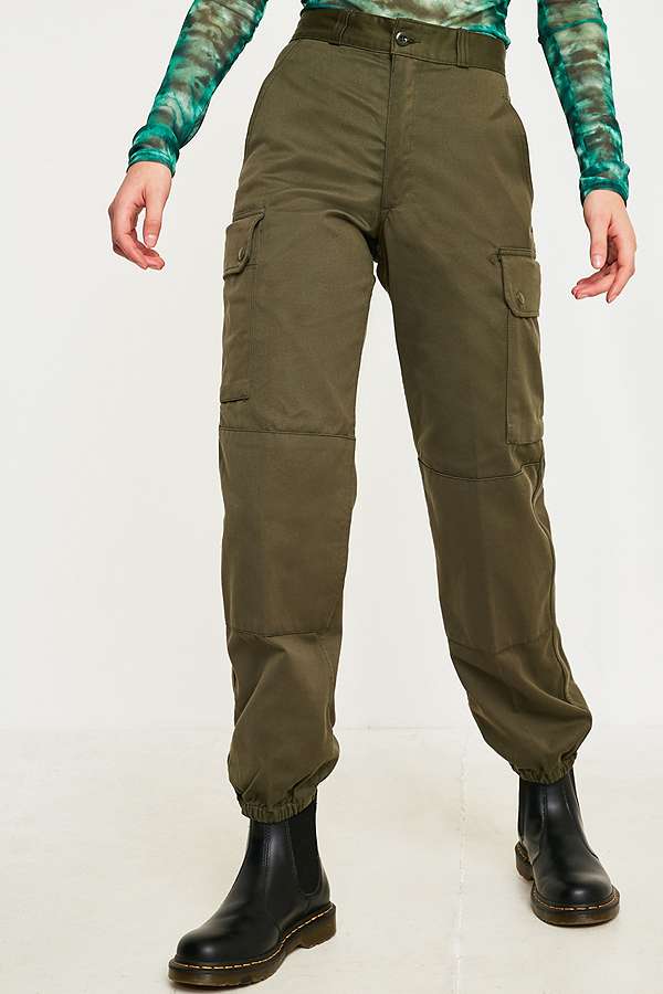 New Vintage 1980s Unissued Women's French army khaki trousers pants military olive cargo combat