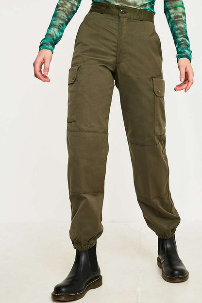 New Vintage 1980s Unissued Women's French army khaki trousers pants military olive cargo combat
