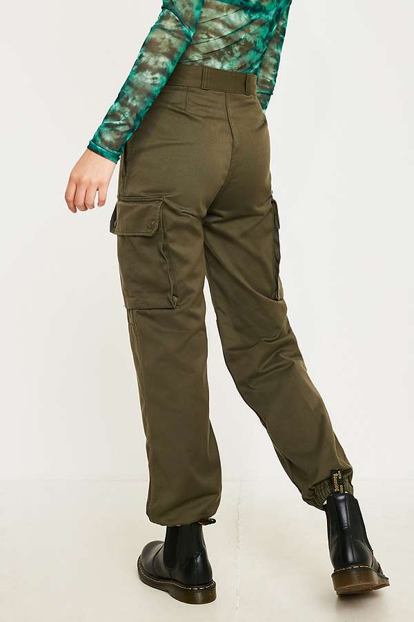 New Vintage 1980s Unissued Women's French army khaki trousers pants military olive cargo combat