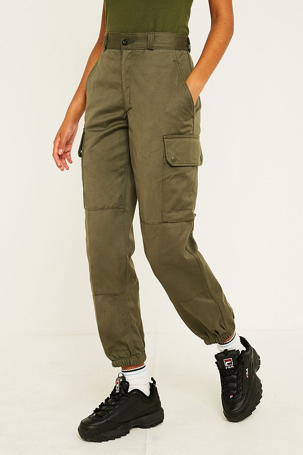 New Vintage 1980s Unissued Women's French army khaki trousers pants military olive cargo combat