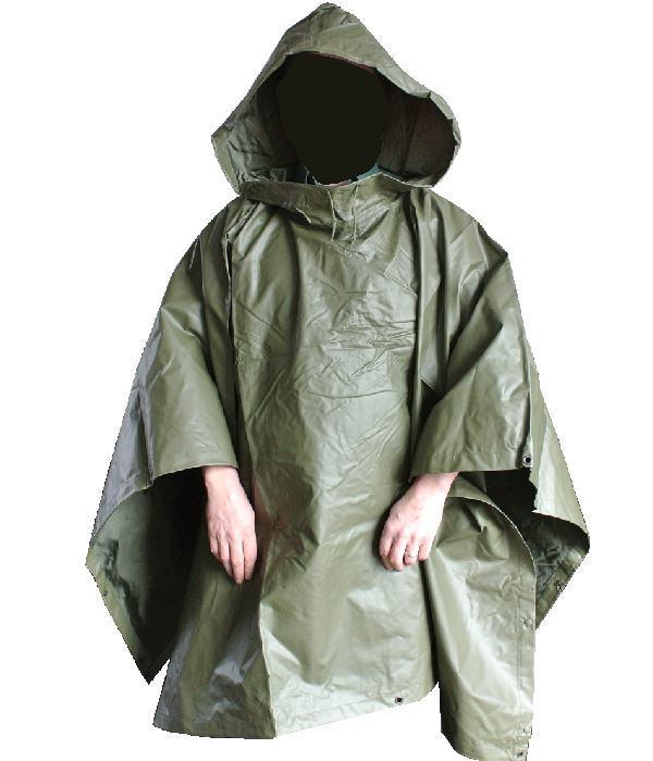 Authentic 1970s-80s French army olive drab poncho rain waterproof festival camping hiking raincape