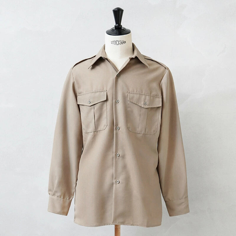 New Unissued French army beige khaki long sleeved shirt cream safari
