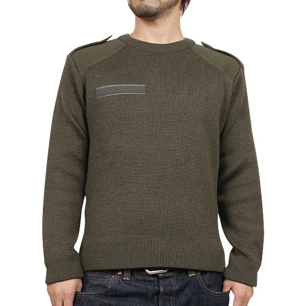 Vintage 1980s French army jumper pullover sweatshirt military olive stretchy