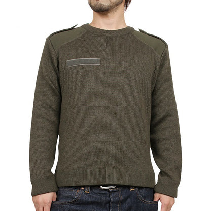 Vintage 1980s French army jumper pullover sweatshirt military olive stretchy