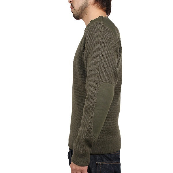 Vintage 1980s French army jumper pullover sweatshirt military olive stretchy