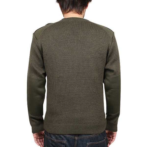 Vintage 1980s French army jumper pullover sweatshirt military olive stretchy