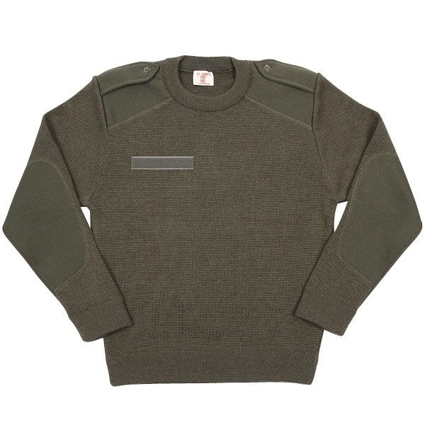 Vintage 1980s French army jumper pullover sweatshirt military olive stretchy