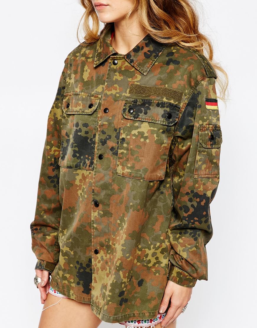 Vintage Women's German camo jacket coat surplus army military retro urban ladies oversized Fieldshirt
