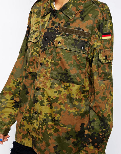 Vintage Women's German camo jacket coat surplus army military retro urban ladies oversized Fieldshirt