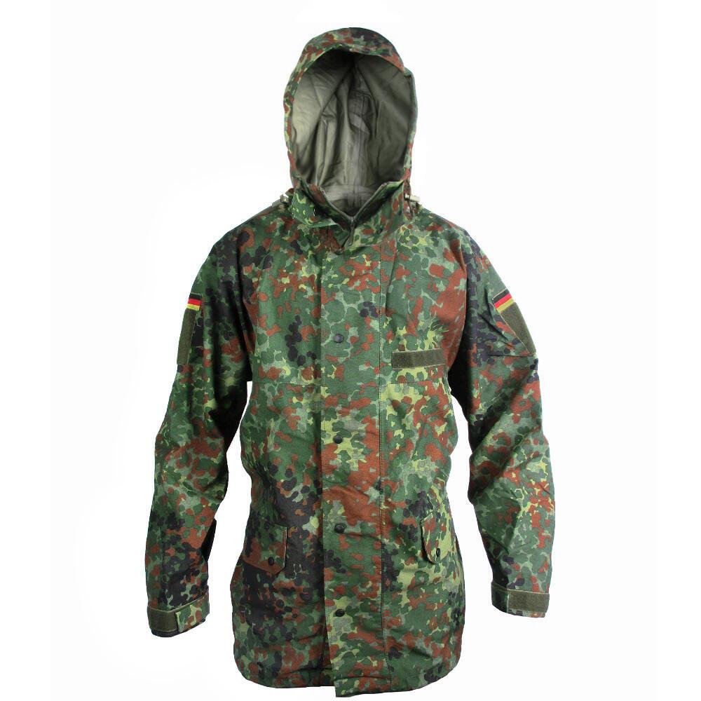 Authentic German Army Goretex  waterproof Parka military coat jacket Bundeswehr camouflage raincoat rain gear camo flecktarn
