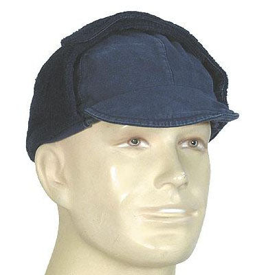 Vintage 1970s 1980s German navy military winter cap beret army hat bundesmarineblue baseball peaked  faux fur