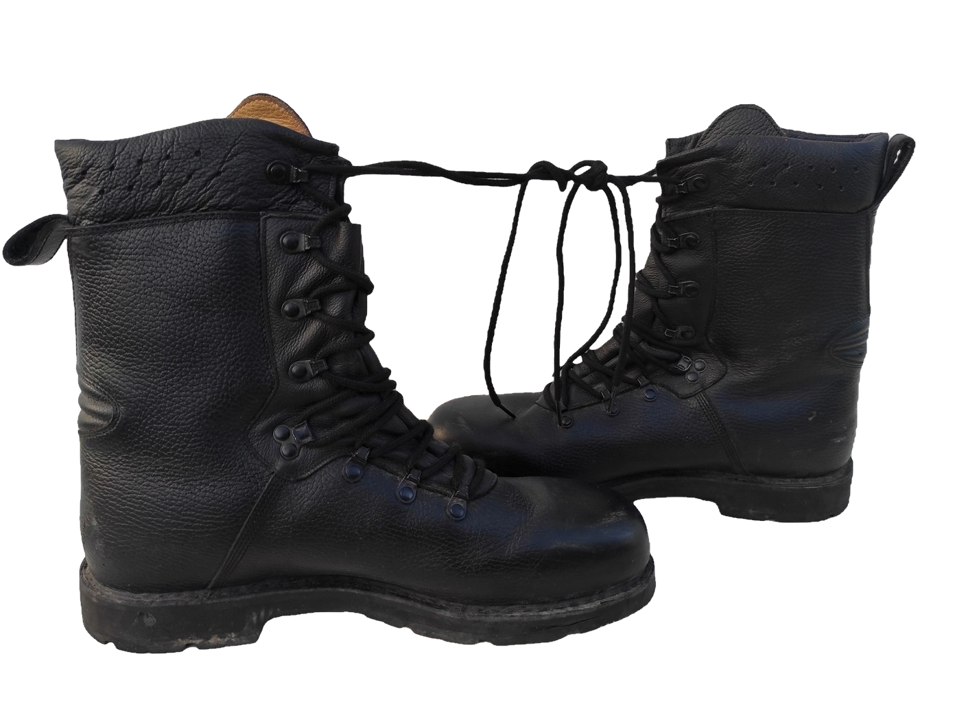 Authentic German army black leather paratrooper boots para combat assault military lined