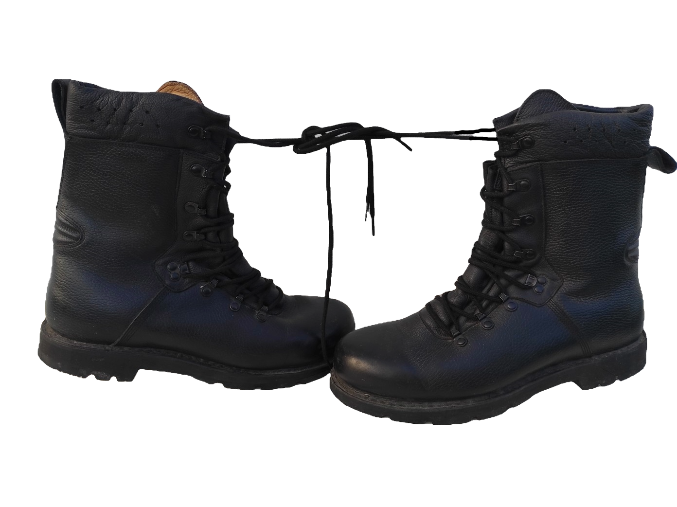 Authentic German army black leather paratrooper boots para combat assault military lined