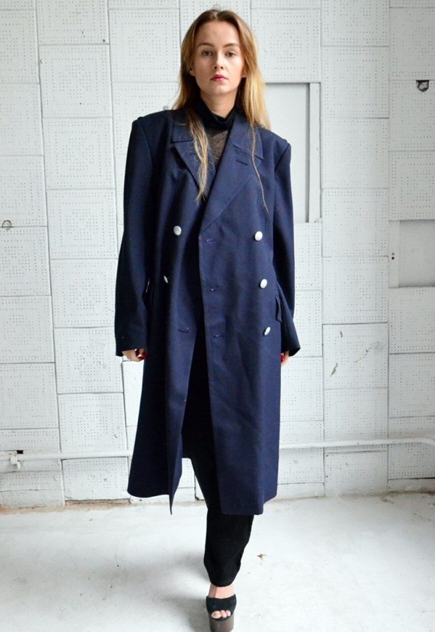 vintage 90s Womens German Luftwaffe Air Force Gaberdine Trench coat greatcoat