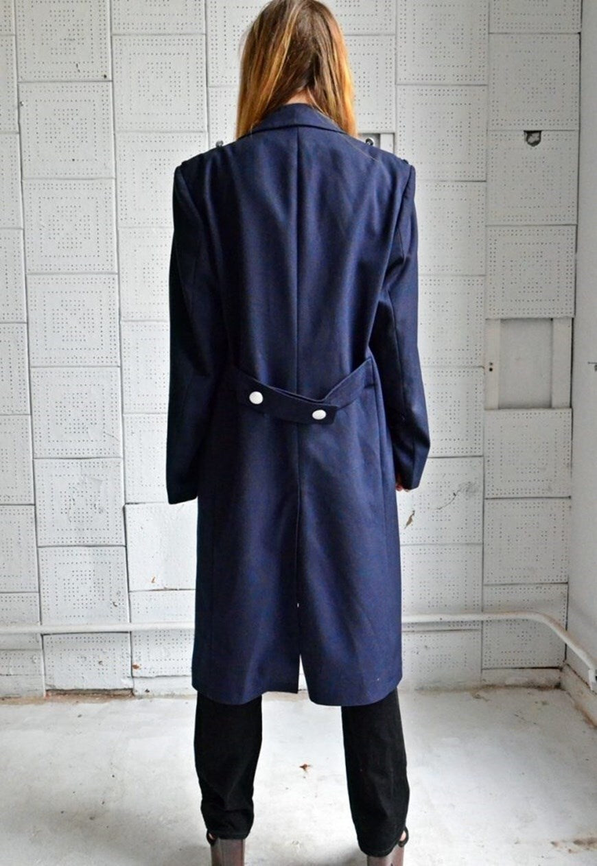 vintage 90s Womens German Luftwaffe Air Force Gaberdine Trench coat greatcoat