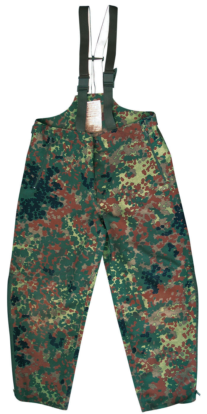 Authentic German army goretex camouflage over trousers rain gear wet waterproof cargo pants bottoms army military Bundeswehr camo flecktarn