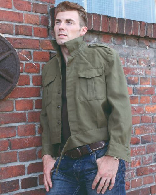 Vintage Greek Army ike jacket coat military olive khaki uniform 1960s- 1990s short