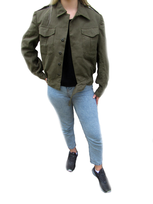 Vintage Greek Army ike jacket coat military olive khaki uniform 1960s- 1990s pale khaki