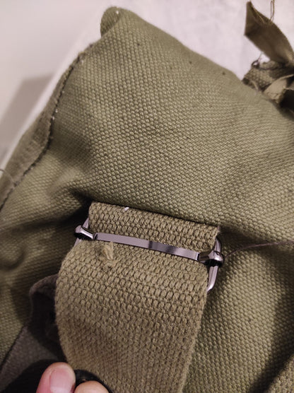 Vintage Greek army canvas haversack bag satchel military with straps greenish