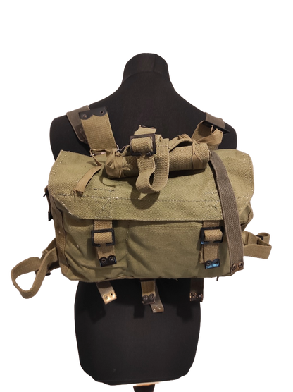 Vintage Greek army canvas haversack bag satchel military with straps greenish