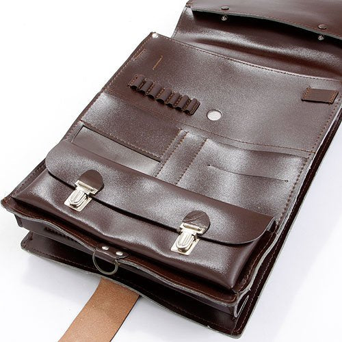 New Vintage Brown Leather Hungarian army communist document case map shoulder bag carrier military soviet era
